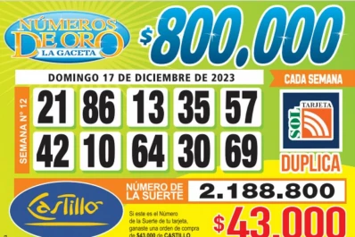 Los Números de Oro de LA GACETA del 17 de diciembre de 2023