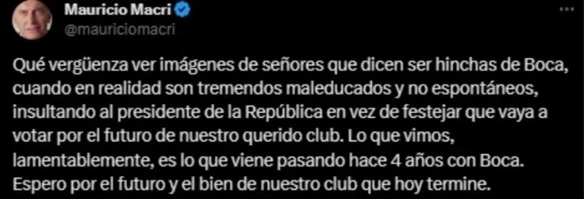 Mauricio Macri defendió a Javier Milei y repudió los insultos de los hinchas de Boca: Son unos maleducados