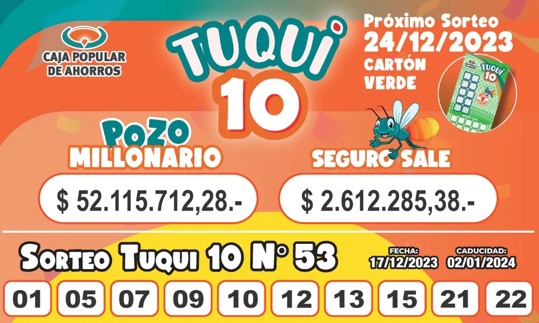 Tuqui 10: los resultados del sorteo del domingo 17 de diciembre