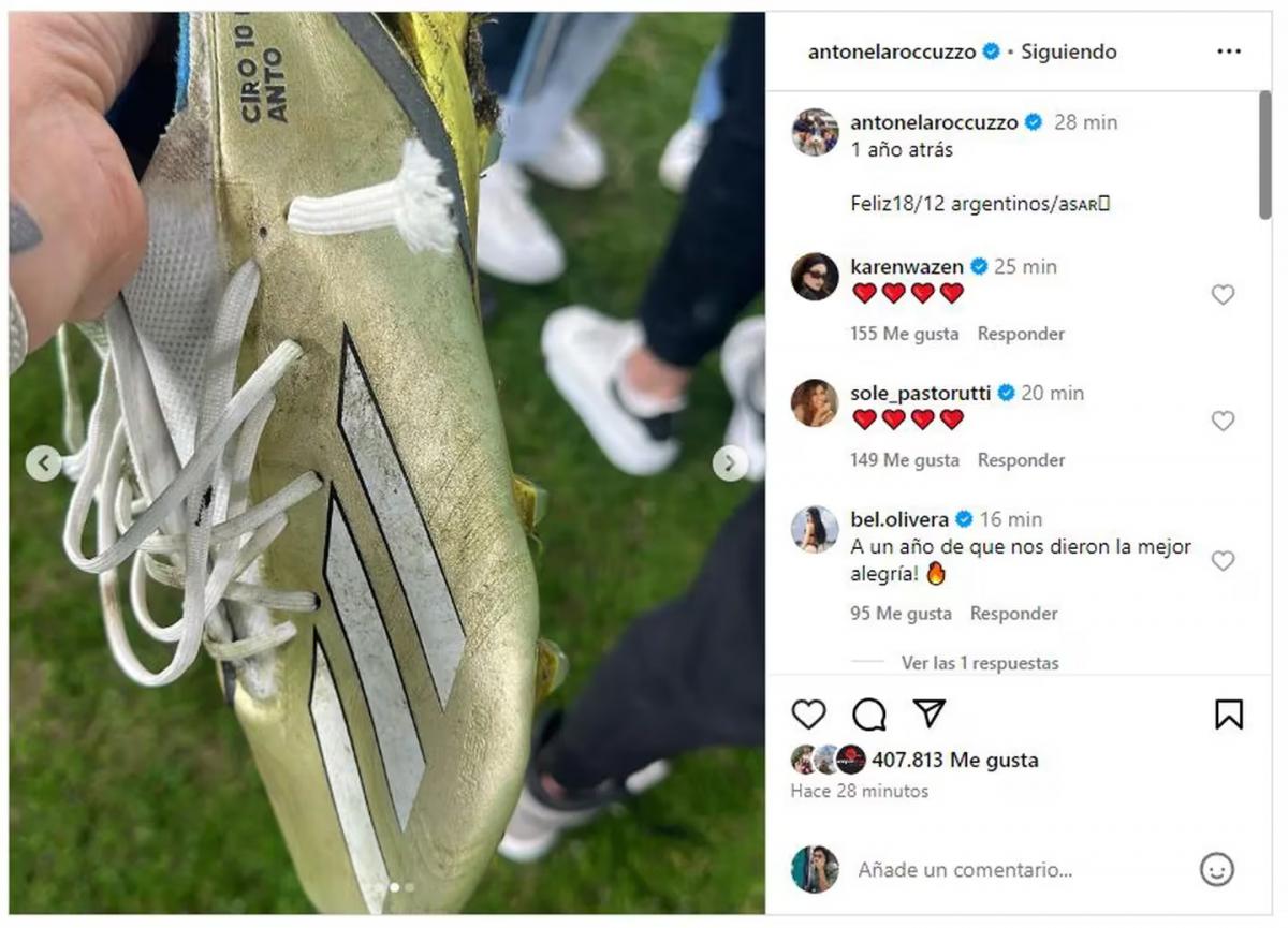 Antonela Roccuzzo publicó una foto inédita para celebrar el primer aniversario del Mundial de Qatar 2022