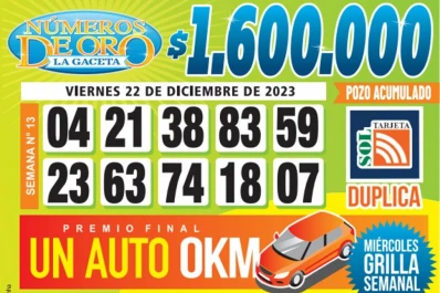 Los Números de Oro de LA GACETA del 22 de diciembre de 2023