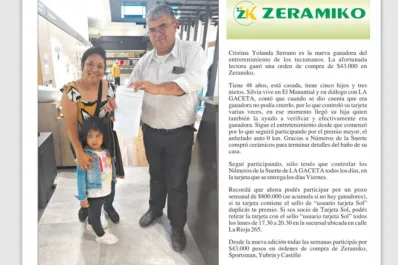 Números de la Suerte: Cristina Yolanda Serrano ganó una orden de compra de $43.000 en Zeramiko