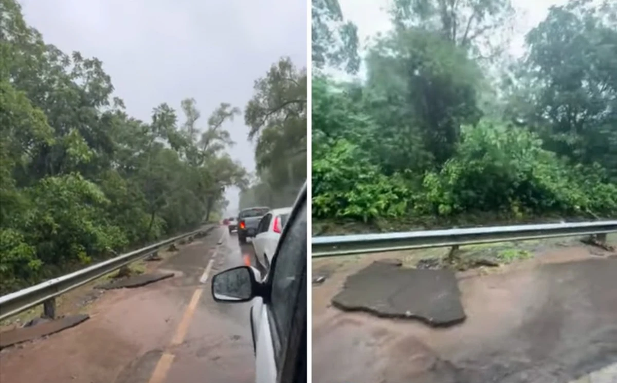 RUTA 307. Está cortado el tránsito por las intensas lluvias.