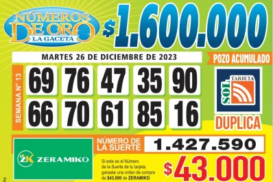 Los Números de Oro de LA GACETA del 26 de diciembre de 2023