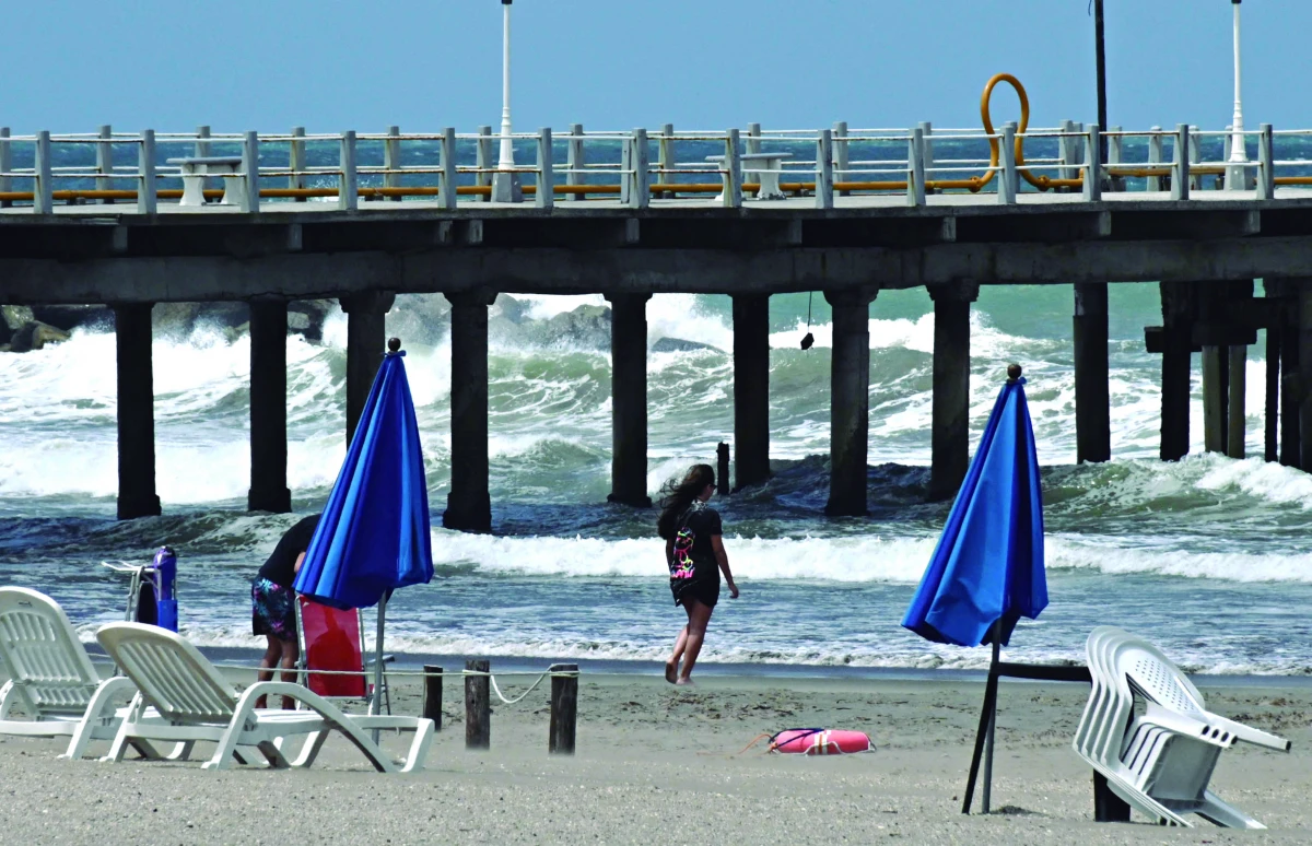 MAR DEL PLATA. Lo que viajaron a la costa a disfrutar de la playa debieron soportar incomodidades por una sudestada con vientos de mas de 60 kilómetros por hora.