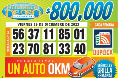 Los Números de Oro de LA GACETA del 29 de diciembre de 2023