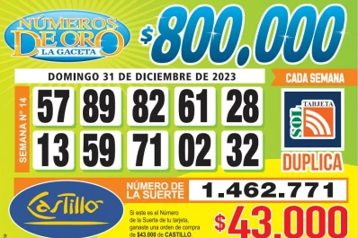 Los Números de Oro de LA GACETA del 31 de diciembre de 2023