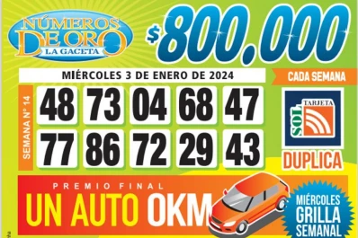 Los Números de Oro de LA GACETA del 3 de enero de 2024