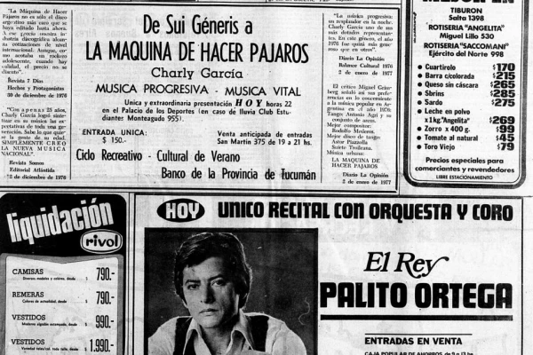 Charly y Palito se presentaron en Tucumán en enero de 1977