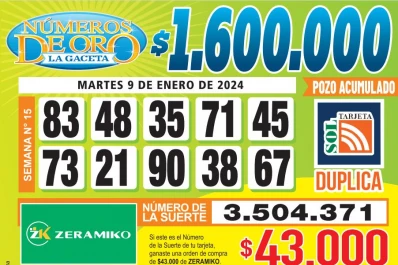 Los Números de Oro de LA GACETA del 9 de enero de 2024