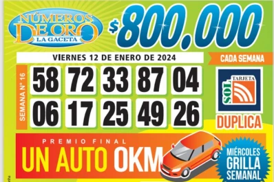Los Números de Oro de LA GACETA del 12 de enero de 2024