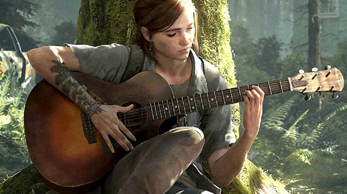 PROTAGONISTA. Ellie con la guitarra que le regala Joel en The Last of Us Part II.