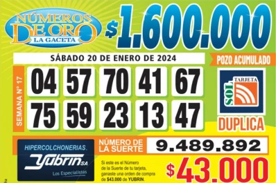 Los Números de Oro de LA GACETA del 20 de enero de 2024