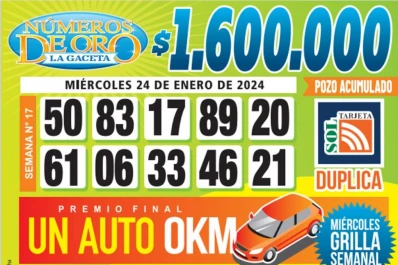 Los Números de Oro de LA GACETA del 24 de enero de 2024
