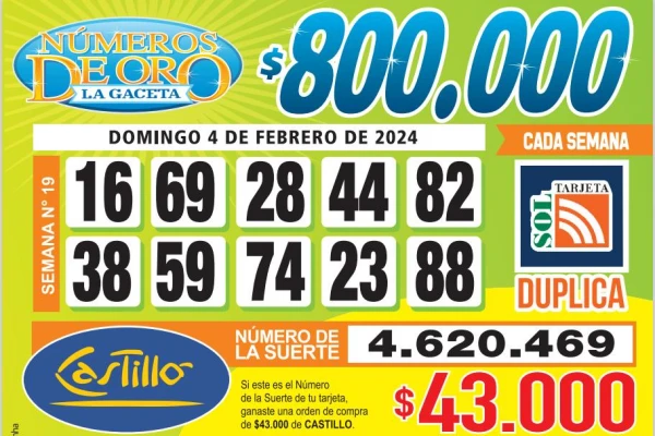 Los Números de Oro de LA GACETA del 4 de febrero de 2024