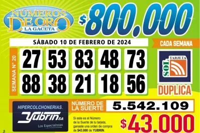 Los Números de Oro de LA GACETA del 10 de febrero de 2024