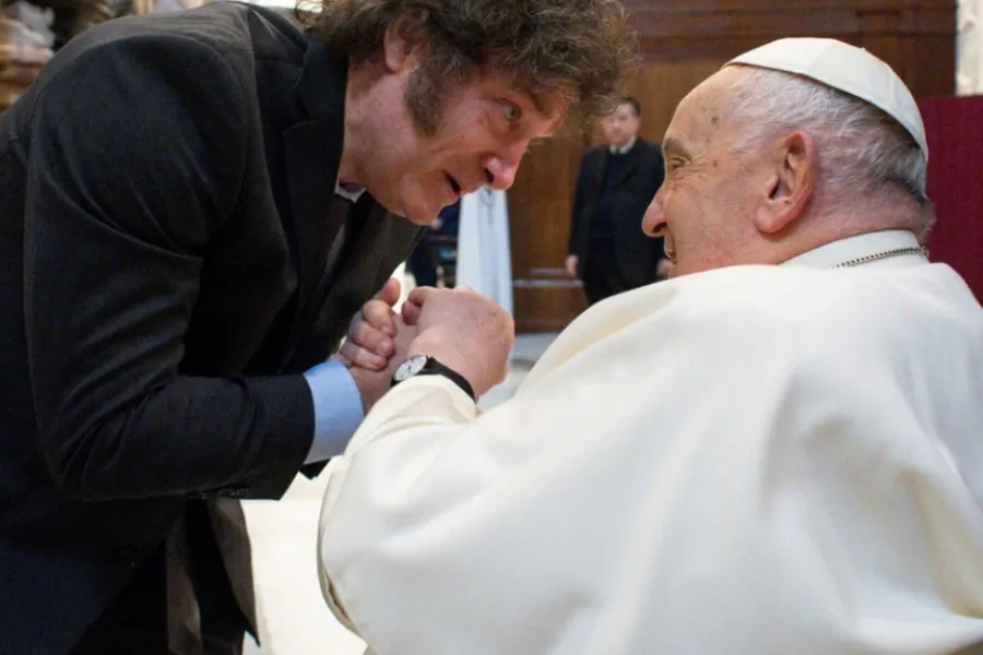Fotos: gestos, un abrazo y todas las reacciones del encuentro entre Javier Milei y el papa Francisco