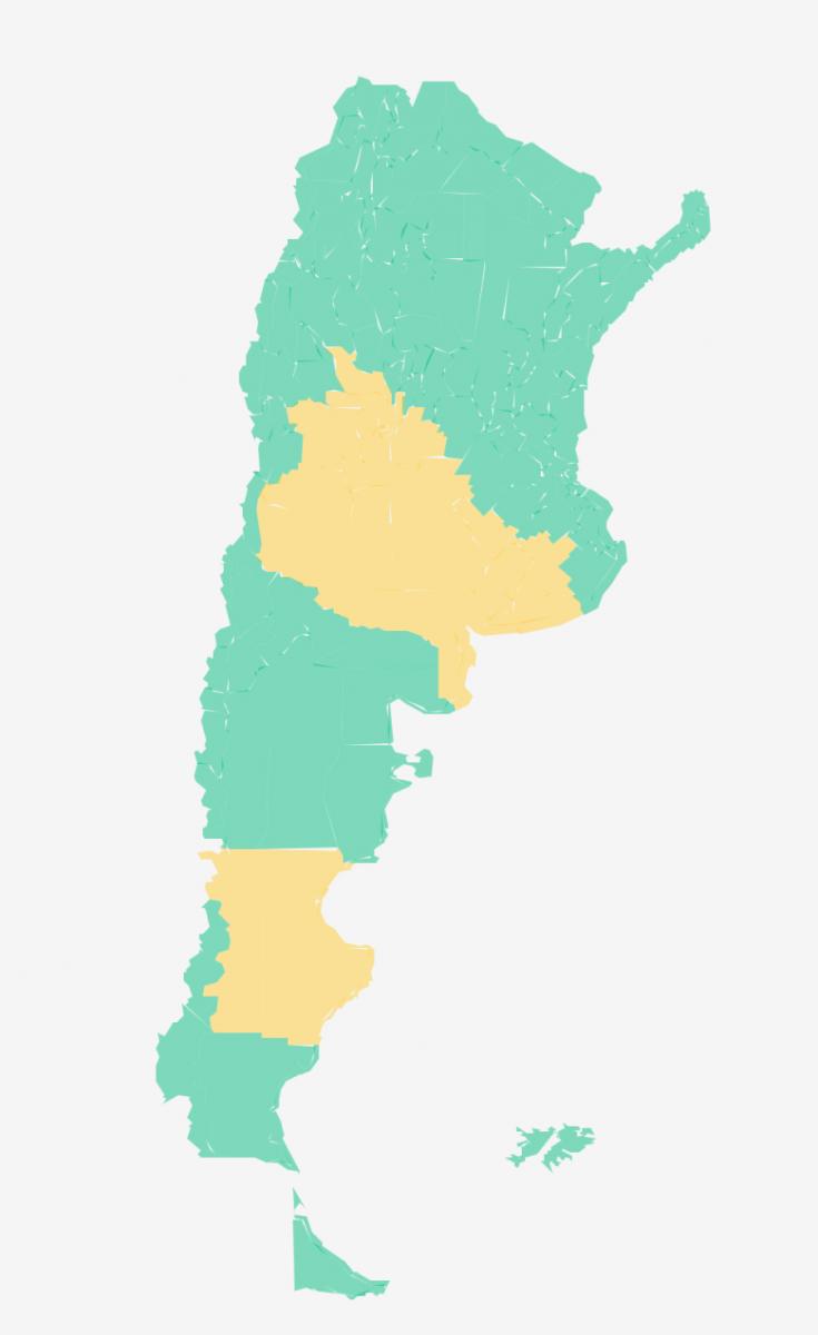 Mapa de alertas meteorológicas en Argentina