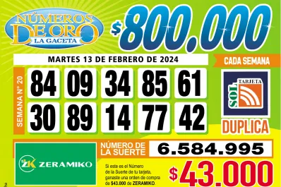Los Números de Oro de LA GACETA del 13 de febrero de 2024