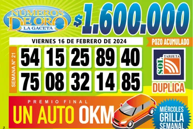 Los Números de Oro de LA GACETA del 16 de febrero de 2024