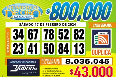 Los Números de Oro de LA GACETA del 17 de febrero de 2024