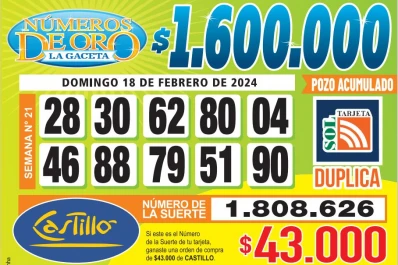 Los Números de Oro de LA GACETA del 18 de febrero de 2024