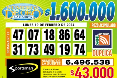 Los Números de Oro de LA GACETA del 19 de febrero de 2024