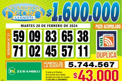 Los Números de Oro de LA GACETA del 20 de febrero de 2024