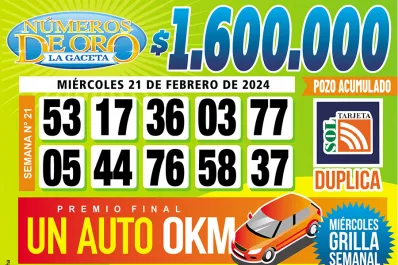 Los Números de Oro de LA GACETA del 21 de febrero de 2024