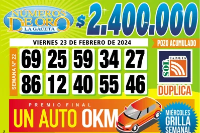Los Números de Oro de LA GACETA del 23 de febrero de 2024