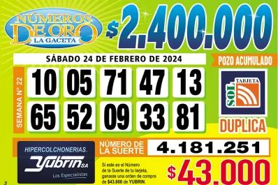 Los Números de Oro de LA GACETA del 24 de febrero de 2024