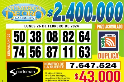 Los Números de Oro de LA GACETA del 26 de febrero de 2024