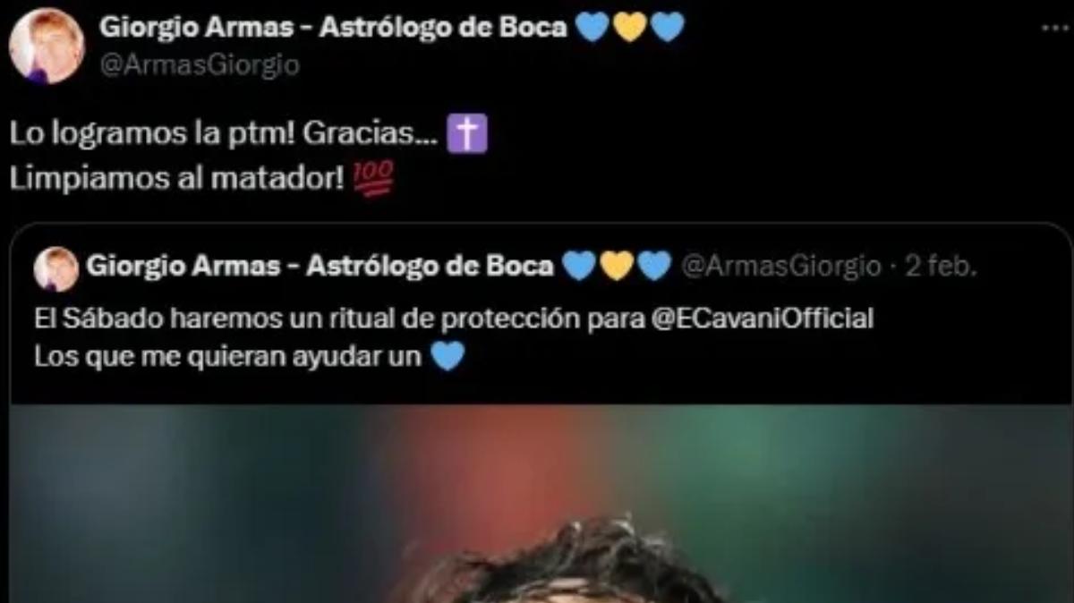 El astrólogo de Boca reveló cómo fue el ritual de limpieza para Cavani