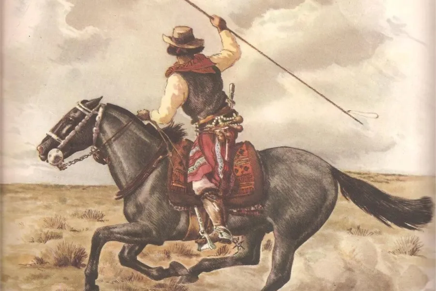 Facundo Quiroga junto a su caballo Moro