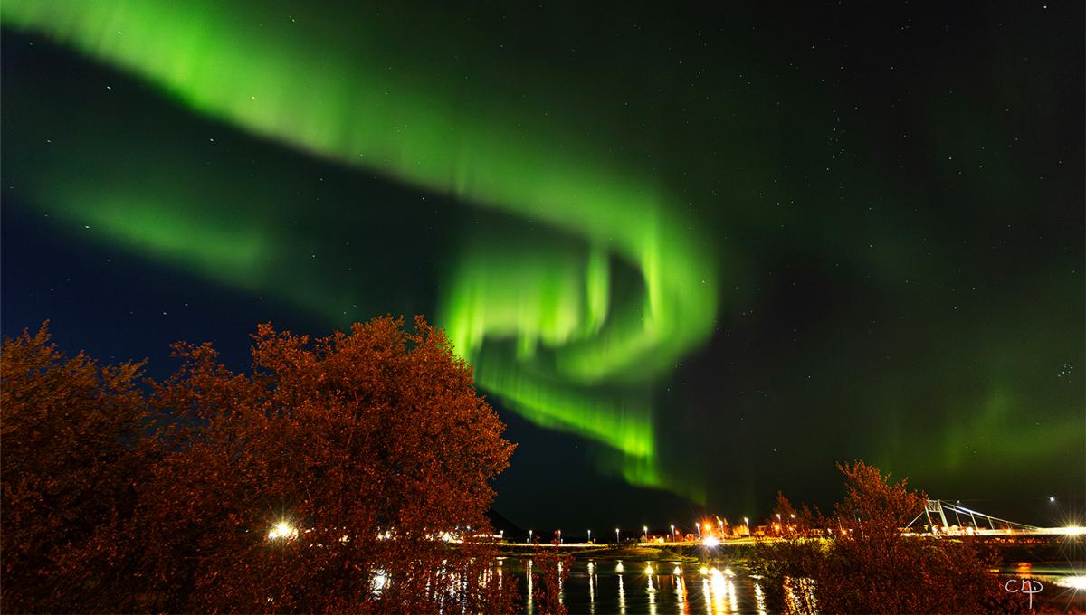 AURORA BOREAL. Foto tomada en la localidad de Selfos por el astrofotógrafo Carlos Di Nallo, durante la expedición.