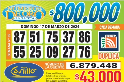 Los Números de Oro de LA GACETA del 17 de marzo de 2024