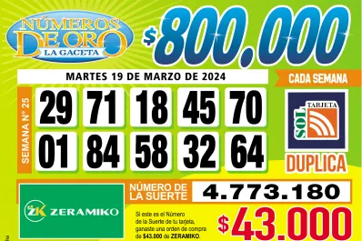 Los Números de Oro de LA GACETA del 19 de marzo de 2024