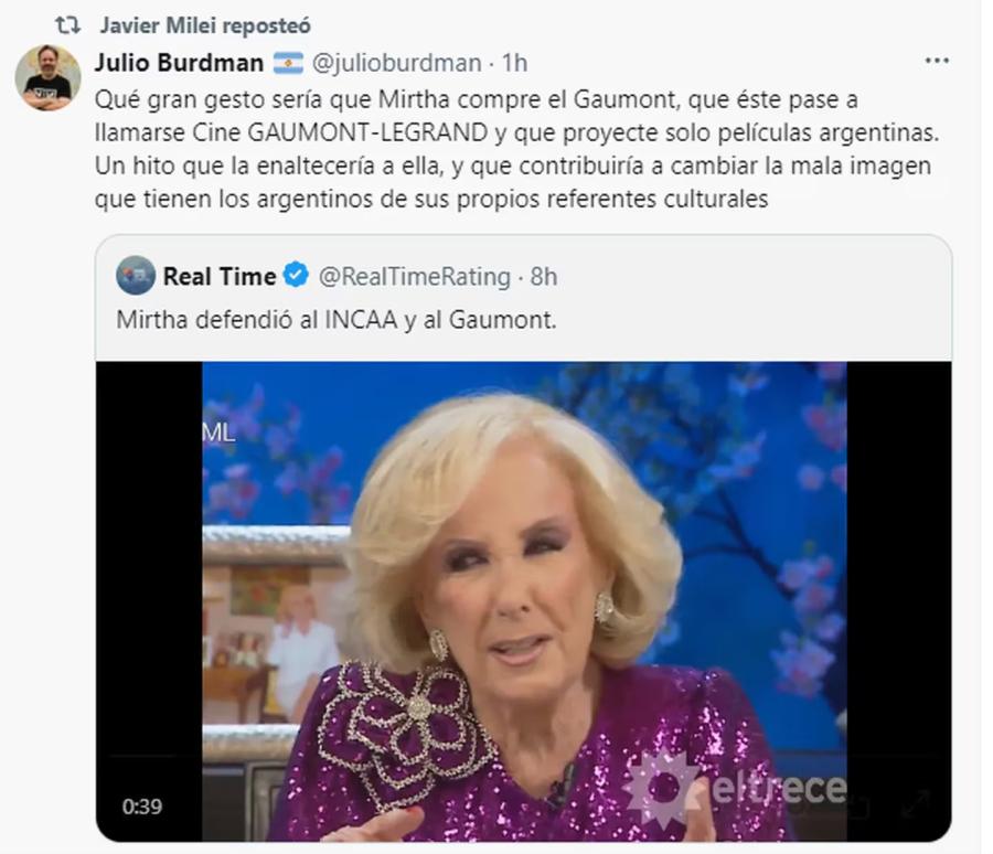 La crítica a Mirtha Legrand por cuestionar el cierre del cine Gaumont