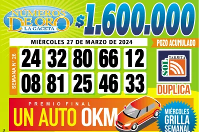Los Números de Oro de LA GACETA del 27 de marzo de 2024