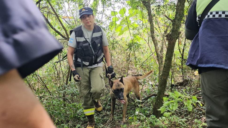 AYUDA. La perra rastreadora indicó el lugar donde estaba el cuerpo.