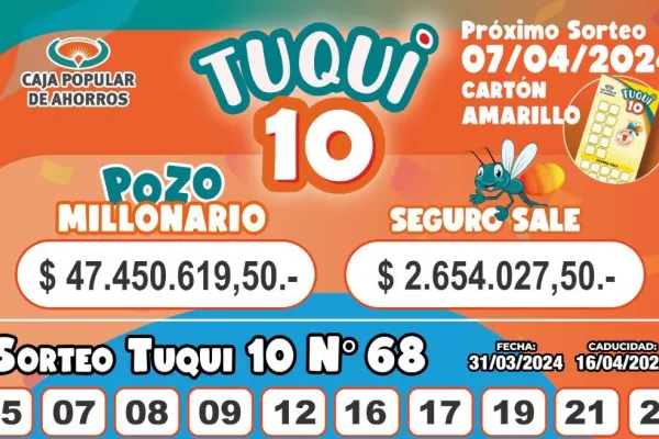 Tuqui 10: cómo salió el sorteo del domingo 31 de marzo