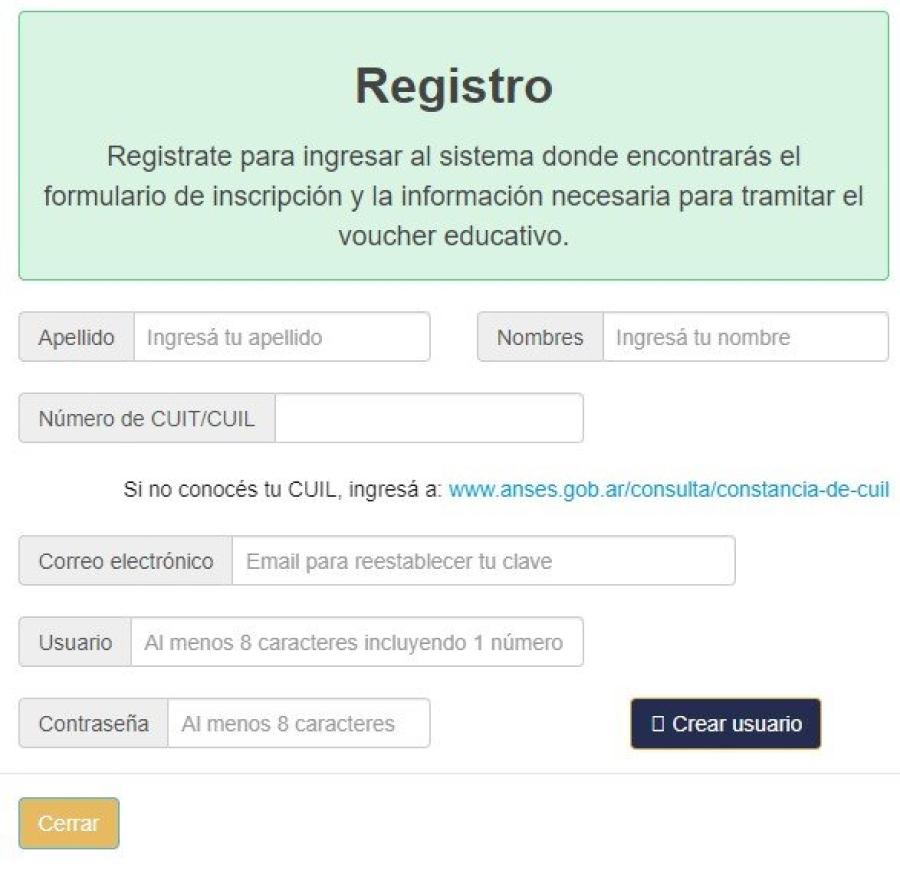 Cómo registrarse para obtener un voucher educativo