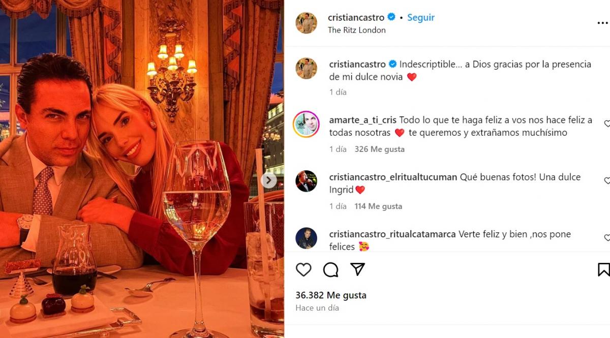 Cristian Castro, muy enamorado de la tucumana Ingrid Wagner