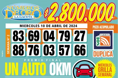 Los Números de Oro de LA GACETA del 10 de abril de 2024