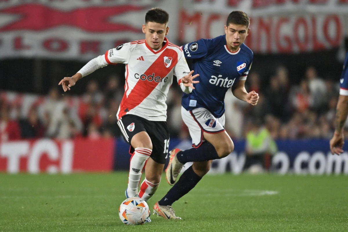 HOMBRE CLAVE. Echeverri abrió la cuenta ante Nacional con su tercer gol en River.