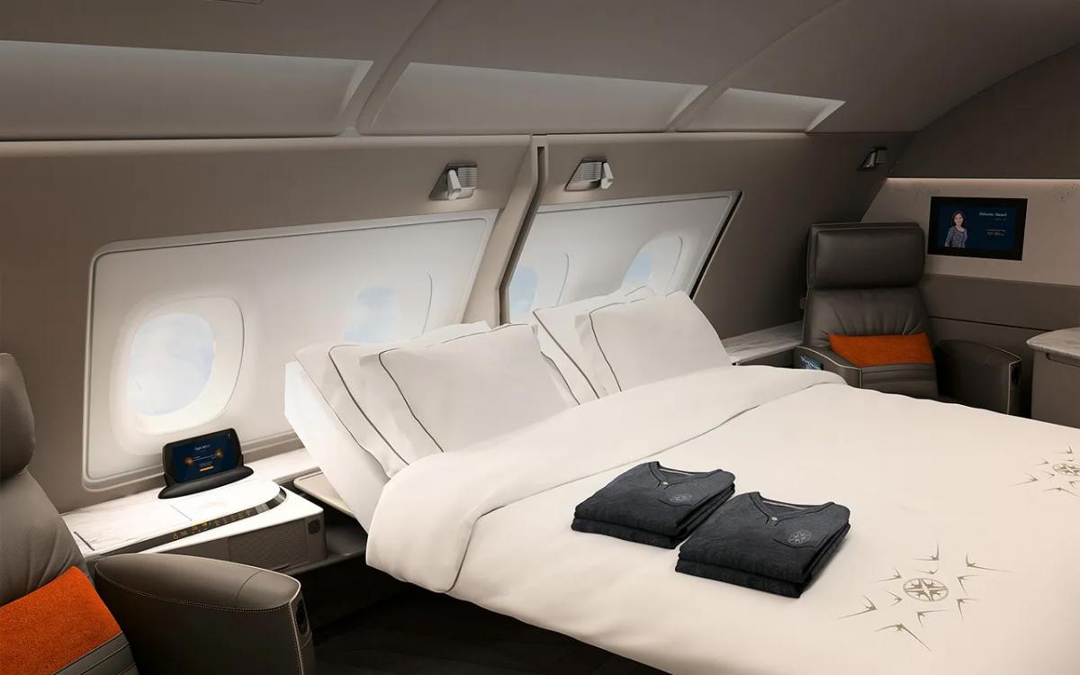 Una de las habitaciones de primera clase de Singapore Airlines