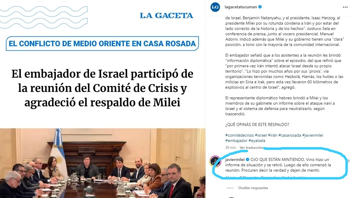 El embajador de Israel no participó de la reunión del comité de crisis