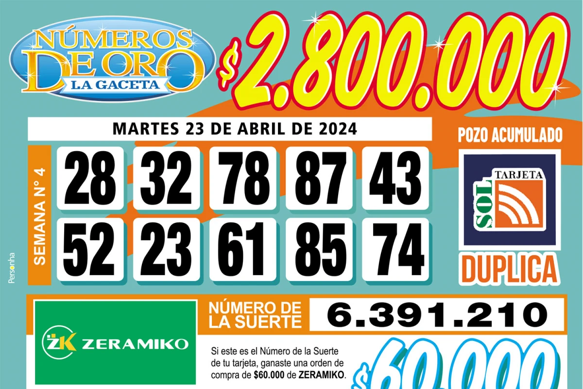 Los Números de Oro de LA GACETA del 23 de abril de 2024