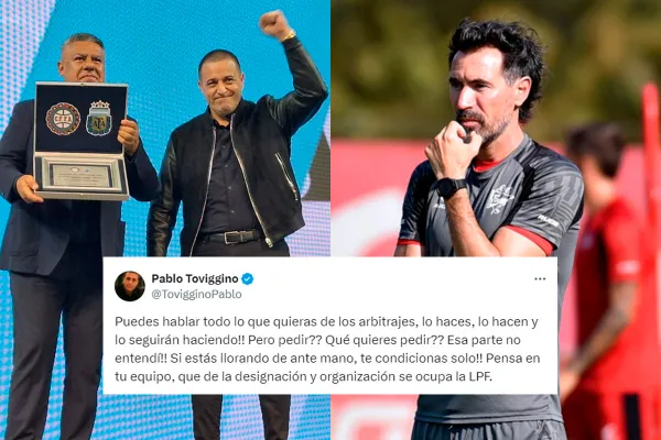 Pablo Toviggino cruzó a Dominguez, por sus declaraciones del arbitraje ante Boca