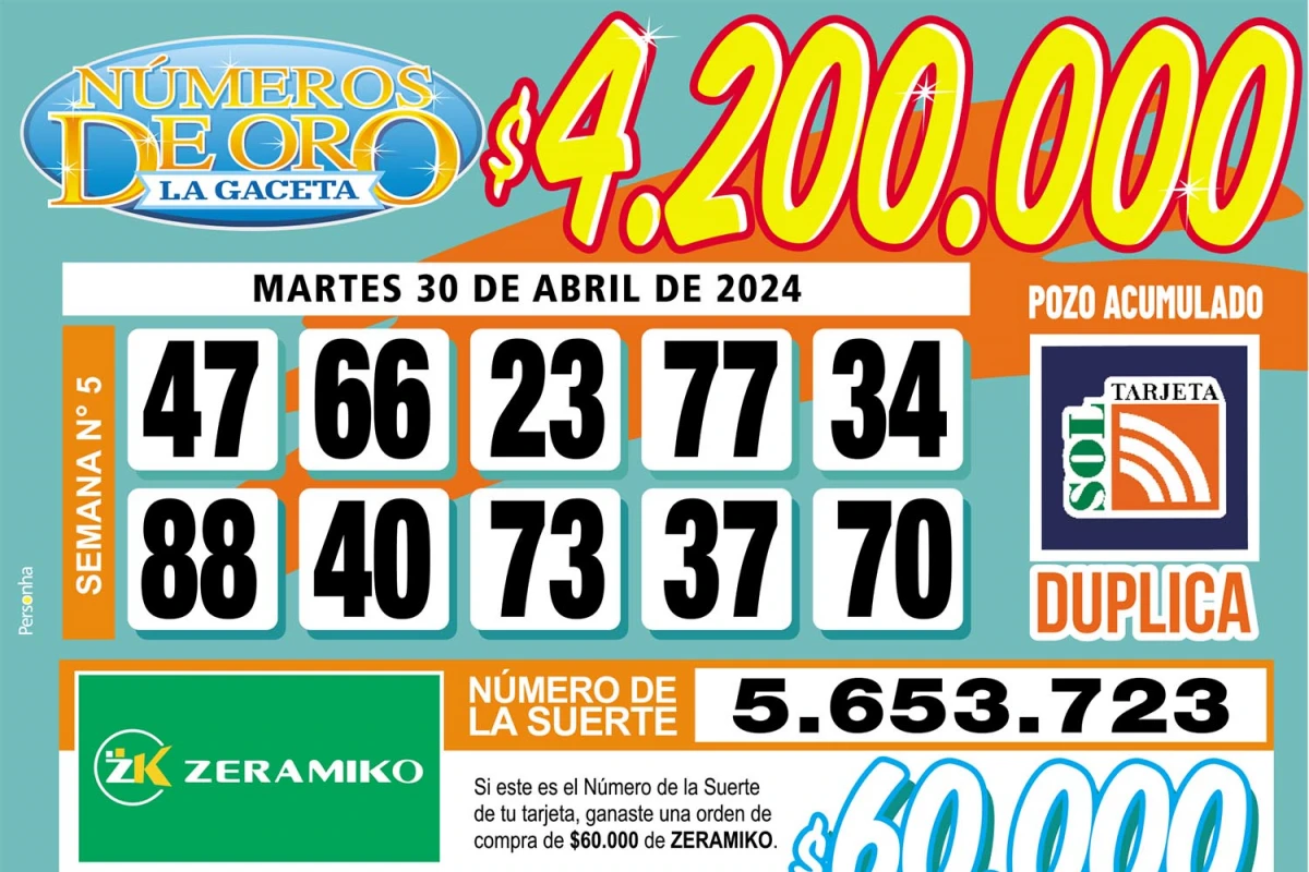 Los Números de Oro de LA GACETA del 30 de abril de 2024